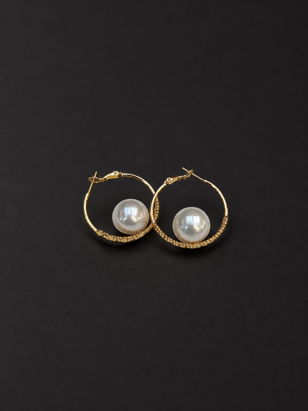 Gold Hoop with Pearl Accent