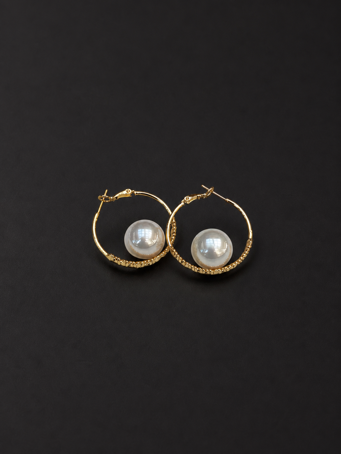 Gold Hoop with Pearl Accent