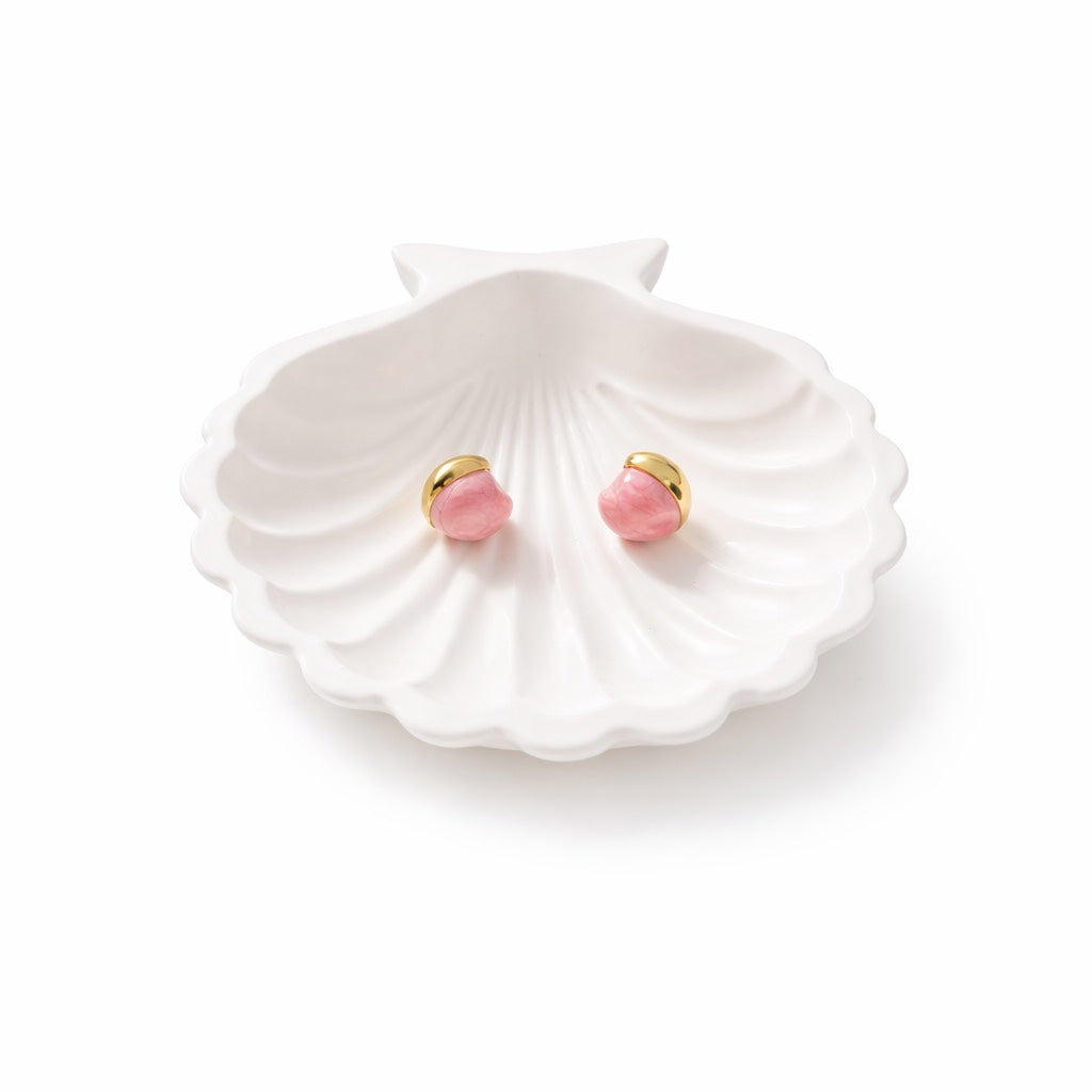 Pink Stone Stud Earrings – Gold Tone