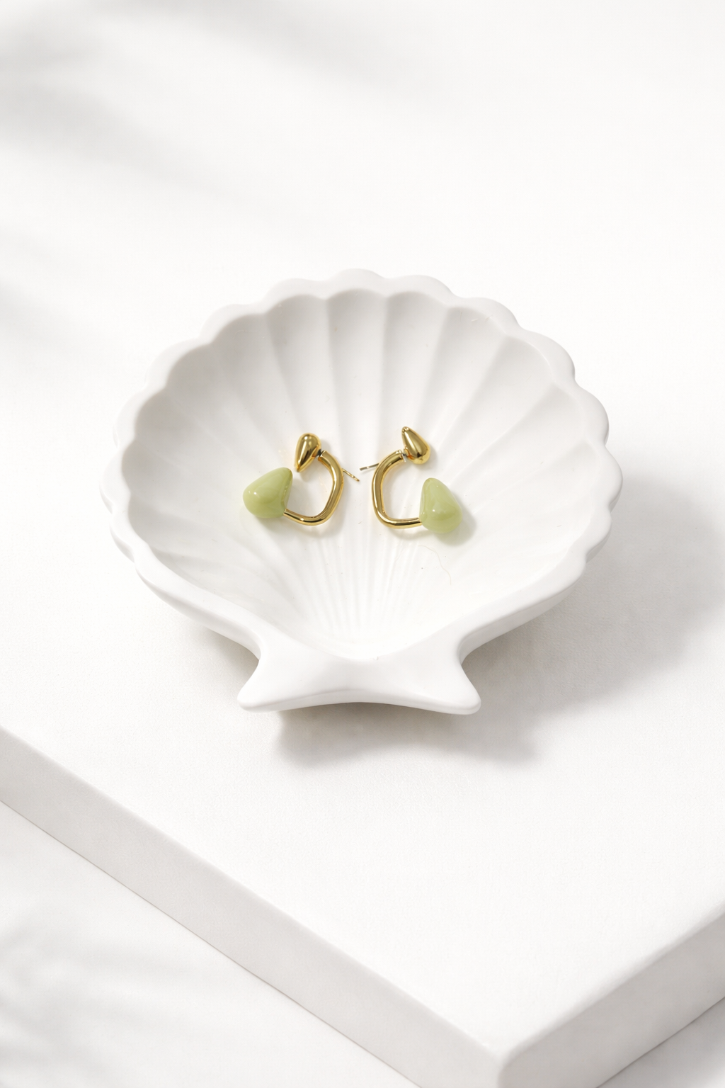 Green drop Gold Hoop