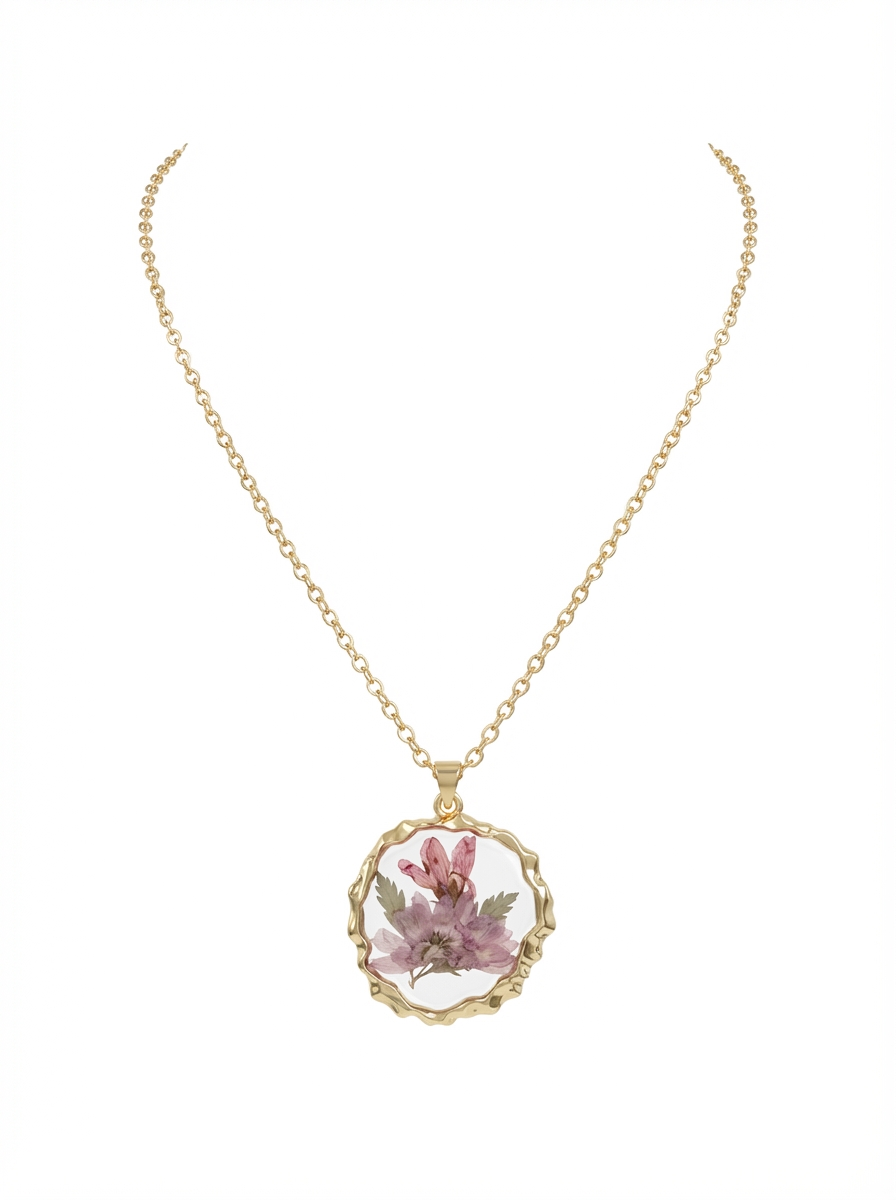 Pressed Floral Pendant Necklace